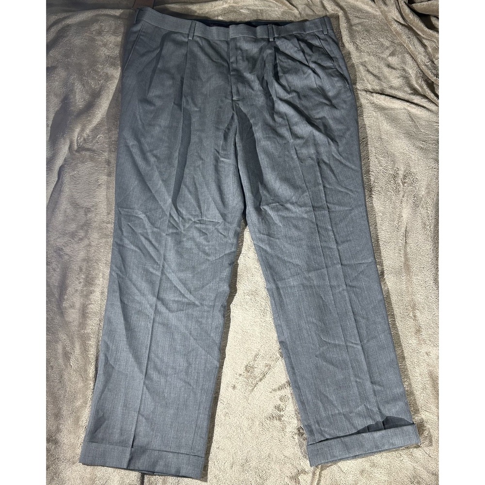 NWT Dockers Men's 42x32 Parker Dress Pants Grey Pleated Relaxed Fit Wool Blend